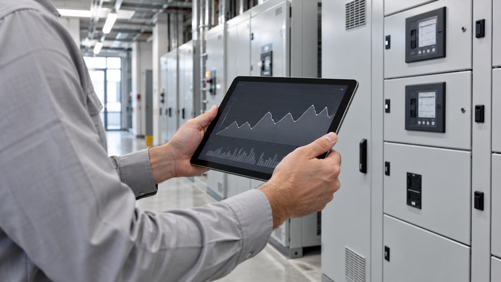 Illustrative energy monitoring review using a tablet